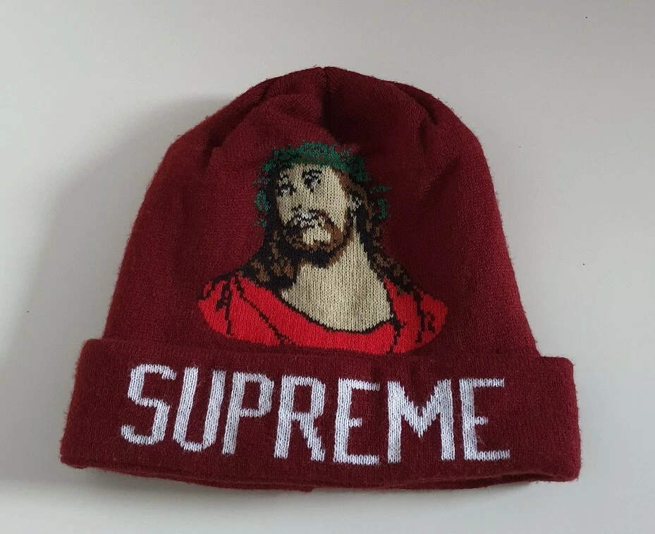Bonnet bordeaux FW13 Suprême Jésus très rare accessoire chapeau vintage 2013