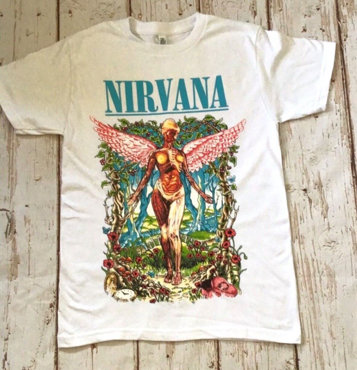 NEW- NIRVANA - ANGEL - In Utero- WHITE BAND T-SHIRT | eBay NEW- NIRVANA - ANGEL - In Utero- WHITE BAND T-SHIRT | eBay