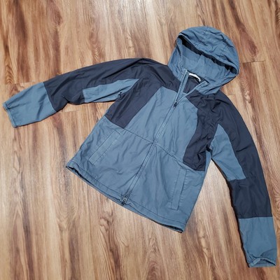 Outerknown men's Viento windbreaker jacket with hood indigo blue, Size Large