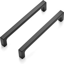 15 Pack Solid Flat 5'' Hole Center Matte Black Cabinet Handles Drawer Pulls