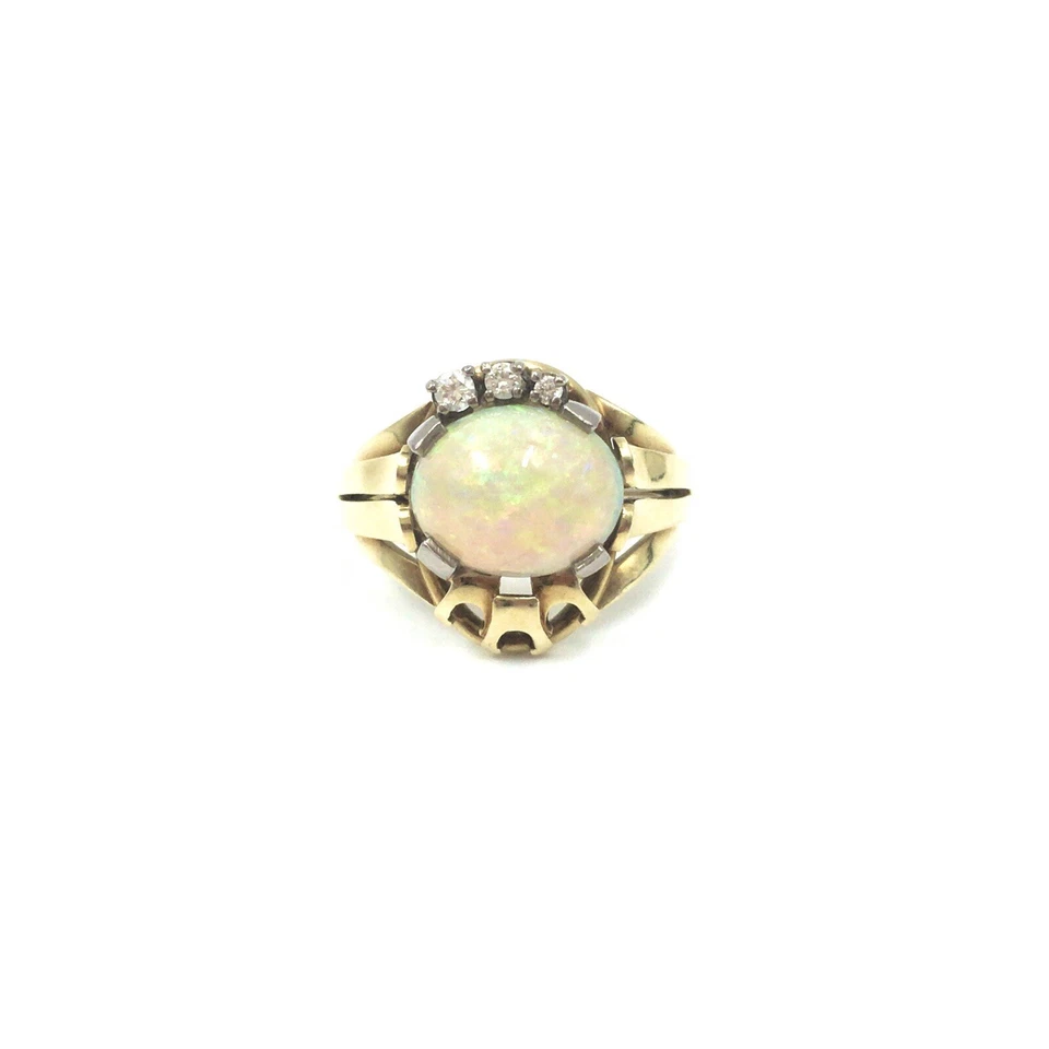 Gold Ring 585 14kt 3.66ct Opal Edelopal Vollopal 14K Diamanten 18.1mm / 57 opale - Bild 3 von 4