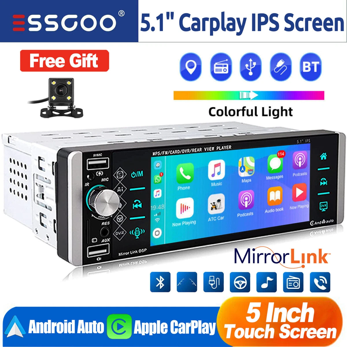 1 din car 2024 stereo touch screen