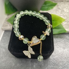 Handmade Beaded Stackable 6.5  Plus Stretch Bracelet New Butterfly A1676