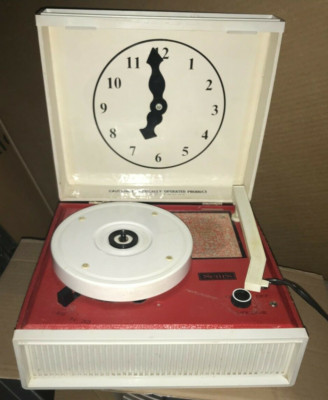 Vintage Sears Clock O Graph Portable Record Player Used .
