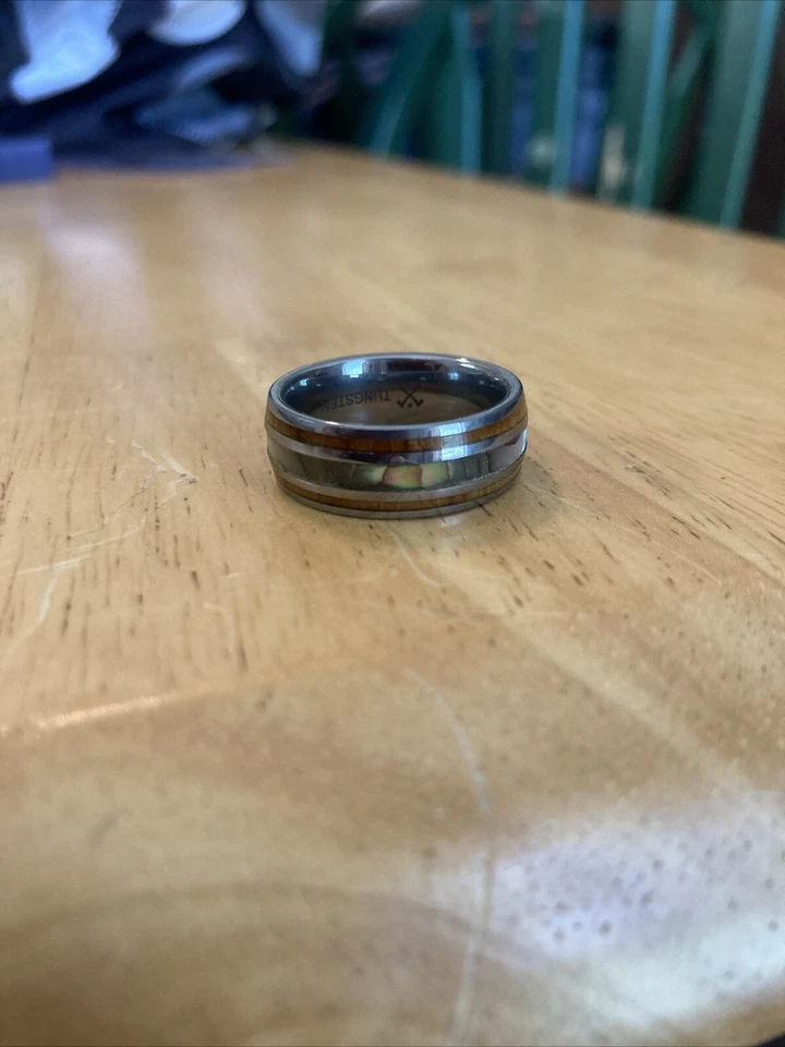Anillo Manly Bands The Angler para hombre abulón/tungsteno 8 mm talla 12 Foto 2 de 2
