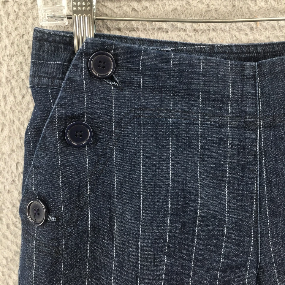 Pantalones capri Larry Levine para mujer 8 Petite azul a rayas mezcla de algodón tiro medio cremallera Foto 3 de 4