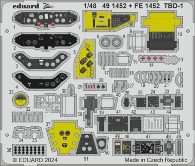 Eduard Zoom 1/48 Photoetch Color Interior TBD-1 Devastator (Hobby Boss) #FE1452
