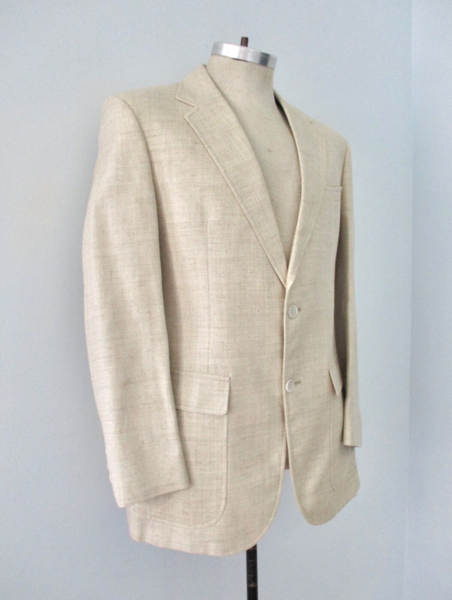 ジャケット・アウター 80s 90s EURO linen tailored jacket beige Vintage 1980s Thierry Mugler Suit Jacket Linen Size 40