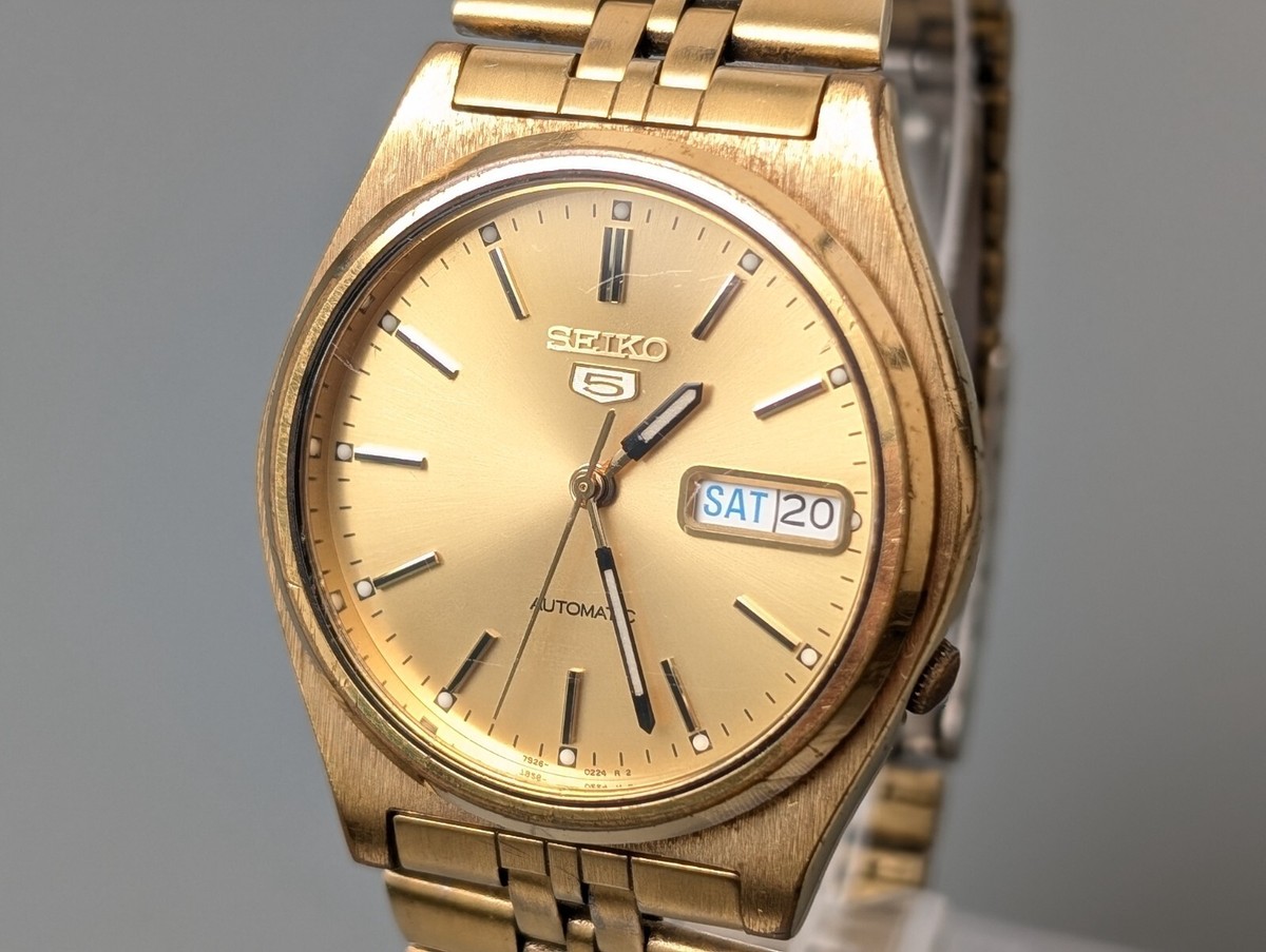 美品✨Seiko 5 ビンテージ　ゴールド　自動巻き　デイデイト SEIKO 5 Ref.7S26-3170 Day Date Gold Automatic Men's Watch