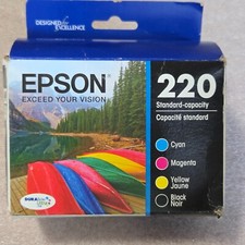 EPSON 220 Color Cyan Magenta Yellow Black Ink Cartridge Genuine EXP 8/2027