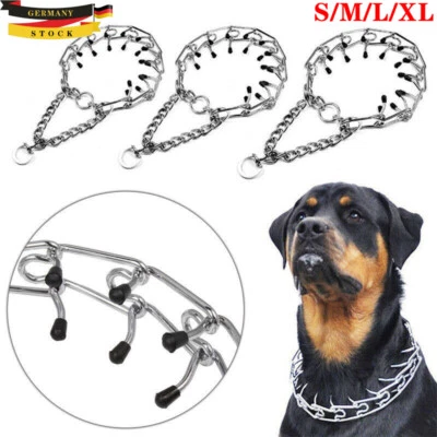 S-XL Hundehalsband Verstellbarer Training Zacken-Pinch-Kette -Stahl-Haustier DE - Bild 1 von 4