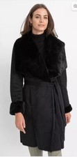 Freemans Faux Sheepskin Coat In Black Uk 10 (fs20)