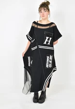 CRAZY H4  black  asymmetric  mesh    dress size L/XL