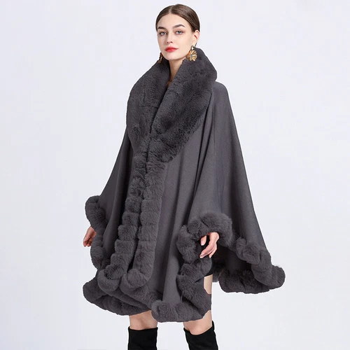 Damen Kunstfell Kragen Jacke Party Freizeit Winter Warm Schal Cape Poncho - Bild 5 von 31