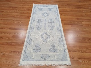 Turkish Oushak(Flat Weave)Multicolored Area Handmade Bohemian Rug 2.5x7