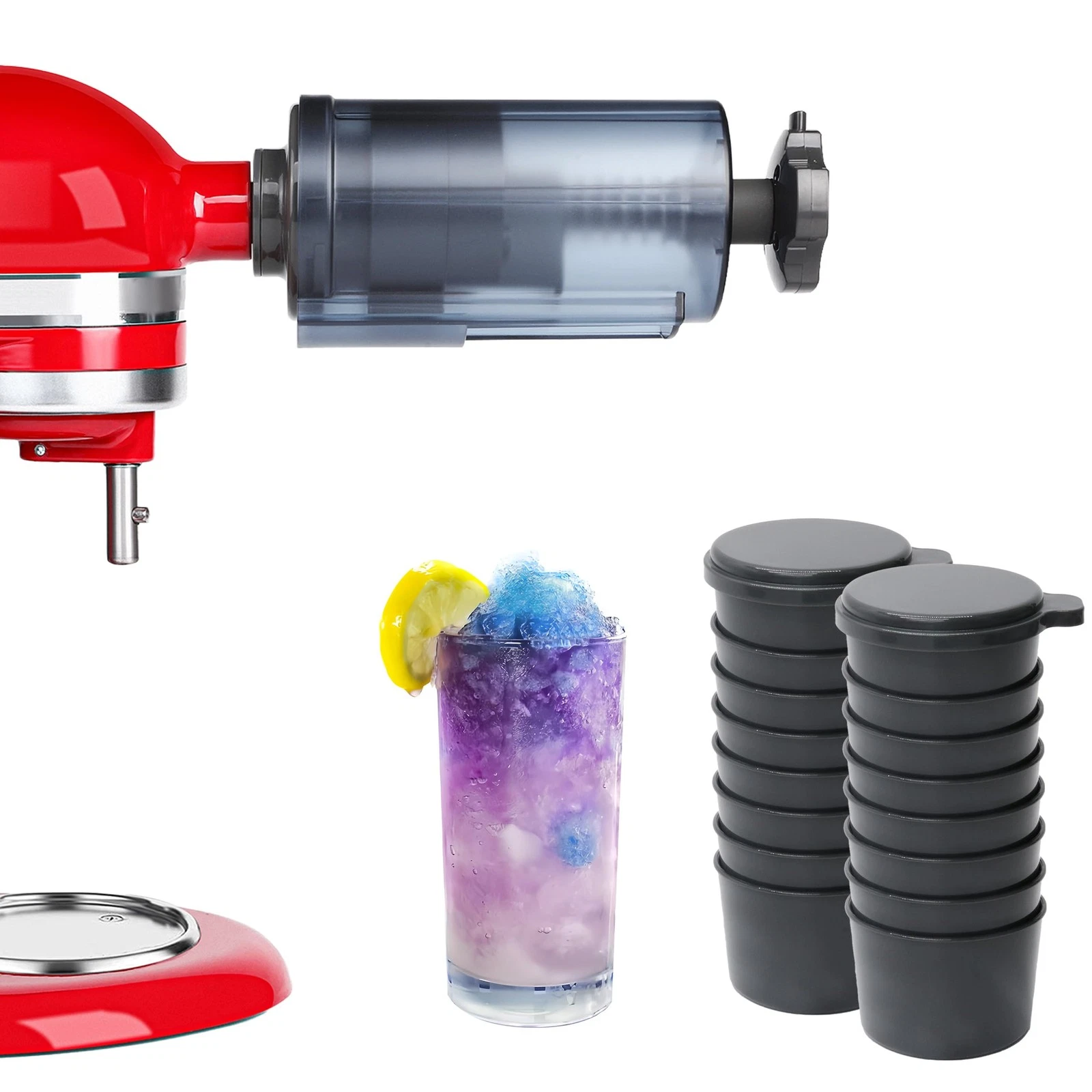 Shaved Ice Attachment for KitchenAid Stand Mixer with 16 Ice Molds, Snow Cone...