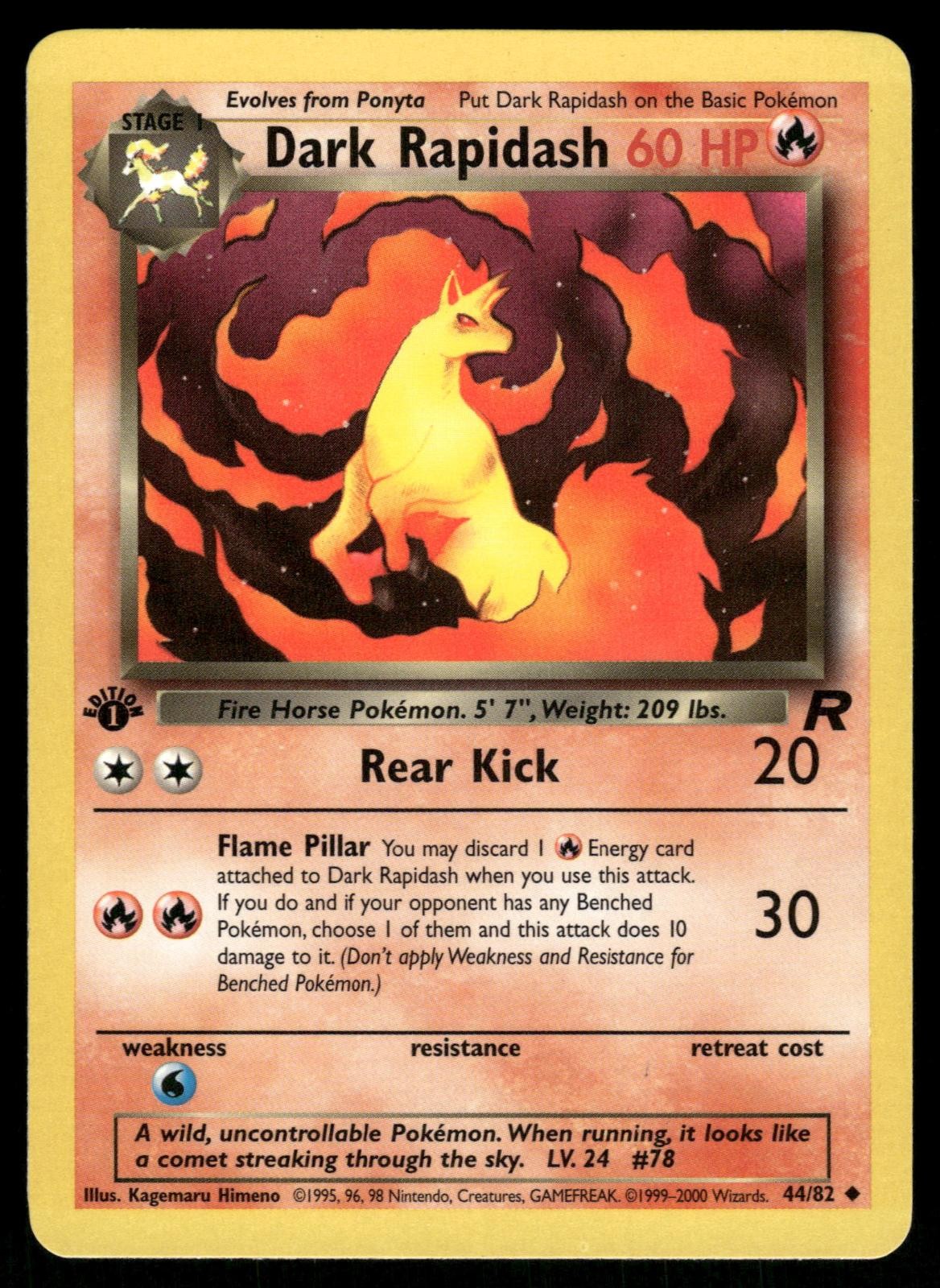 Dark Rapidash 44/82 Uncommon Team Rocket Pokemon 1st Edition Near Mint