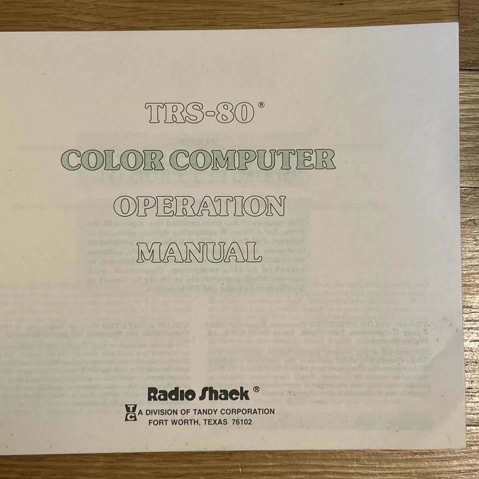 1980 Vintage Original TRS-80 Color Computer Operation Manual Catalog No. 26-3002 - Image 3 of 4
