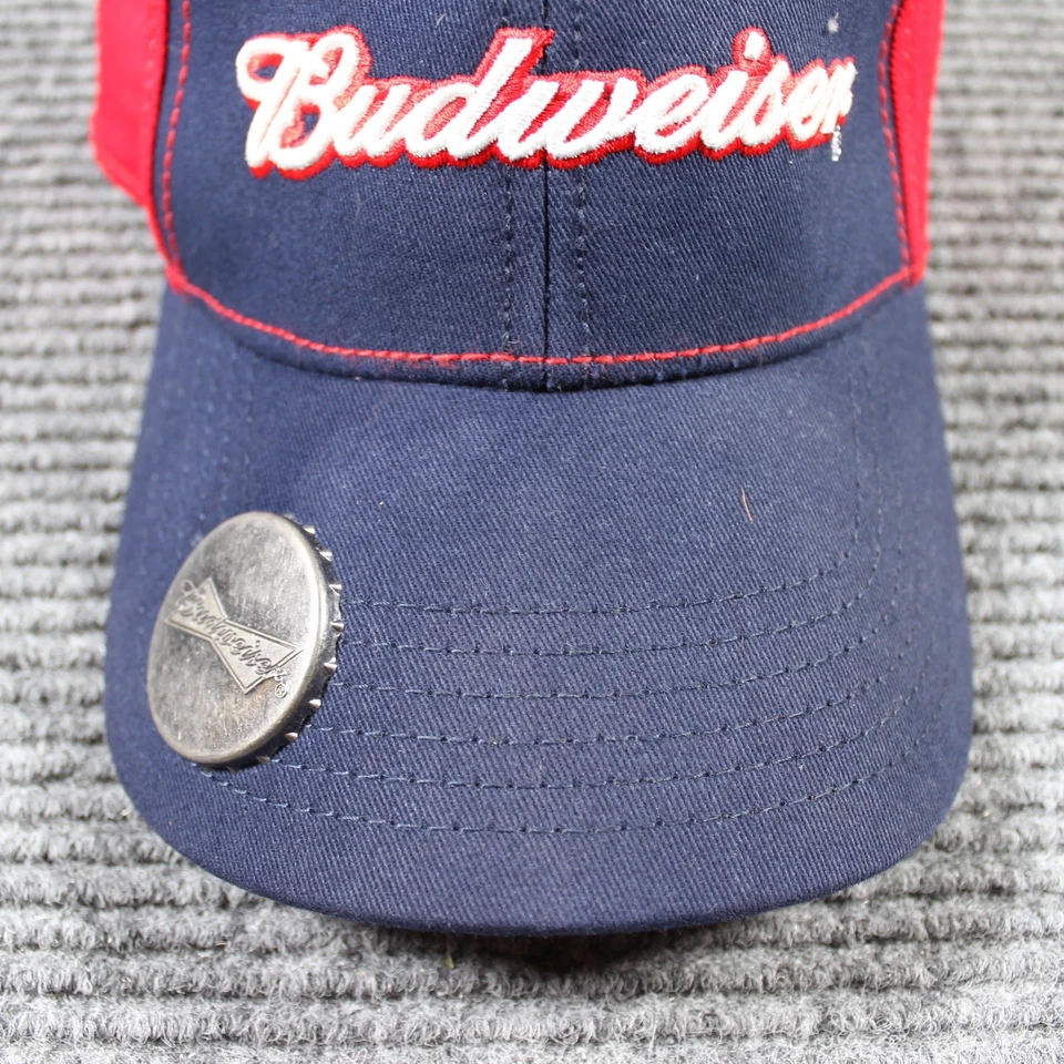 Budweiser Beer Hat Red & Navy Baseball Cap with Bottle Opener Adjustable Strap - Image 2 of 4