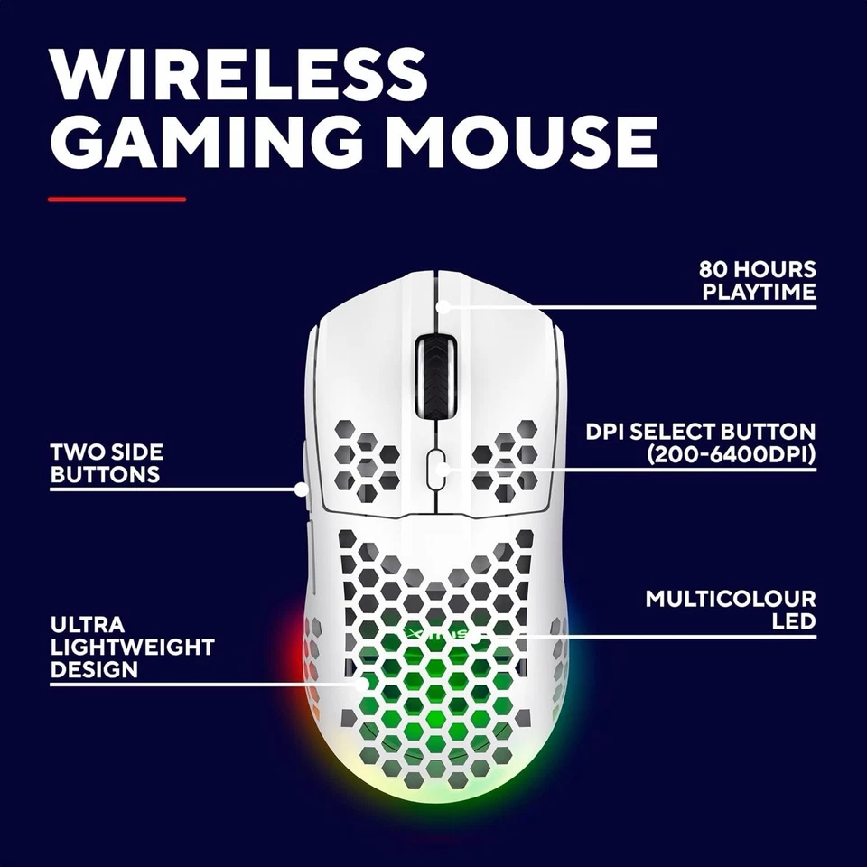 Trust Gaming GXT 929W Helox Wireless Gaming Mouse Superlight White - Image 4 of 4