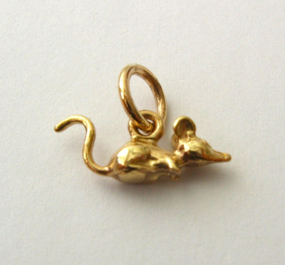 GENUINE SOLID 9ct 9K YELLOW GOLD 3D small Mouse Animal Disney Charm Pendant