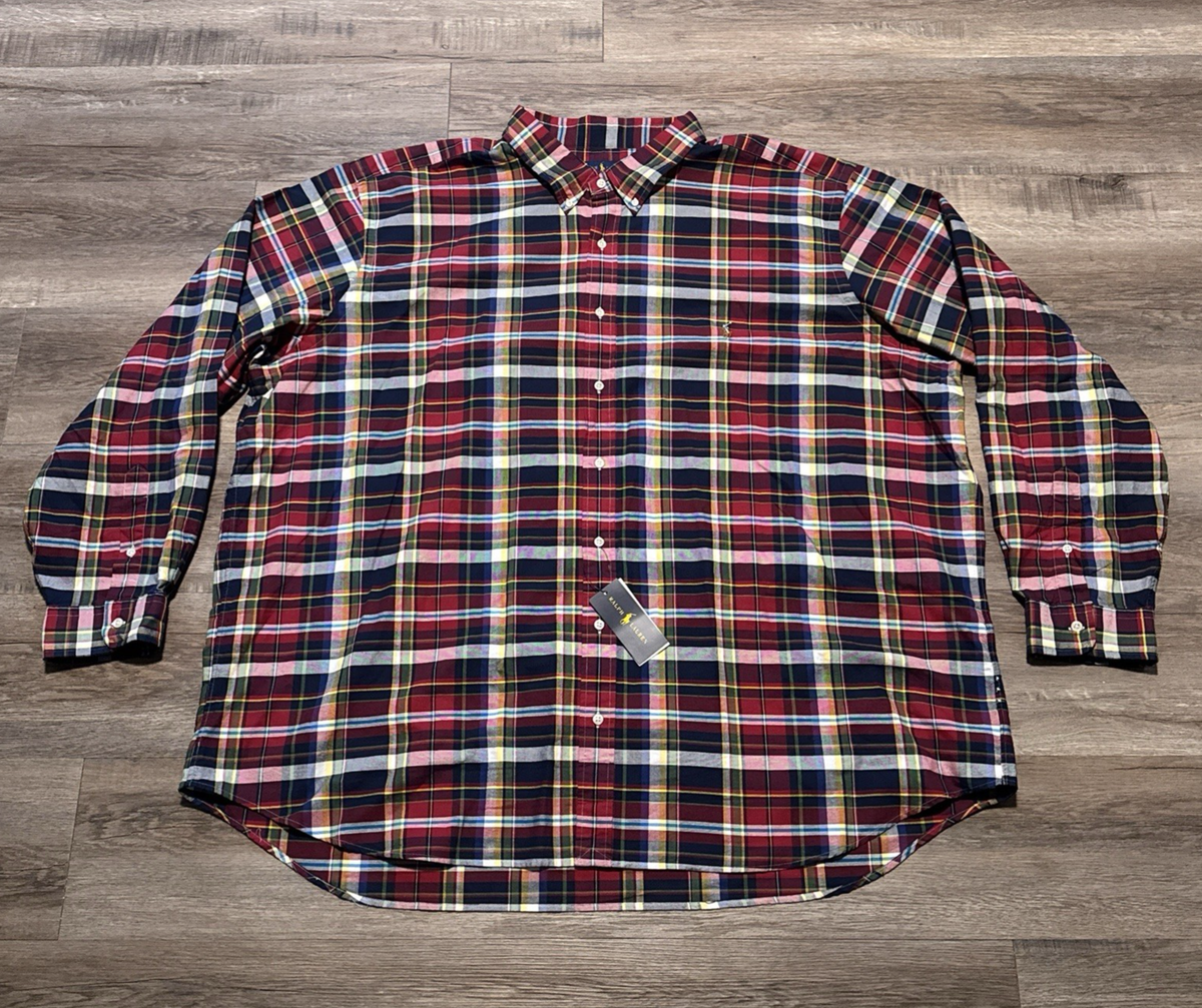 NEW Polo Ralph Lauren Men's Size 4XB Plaid Oxford Long Sleeve