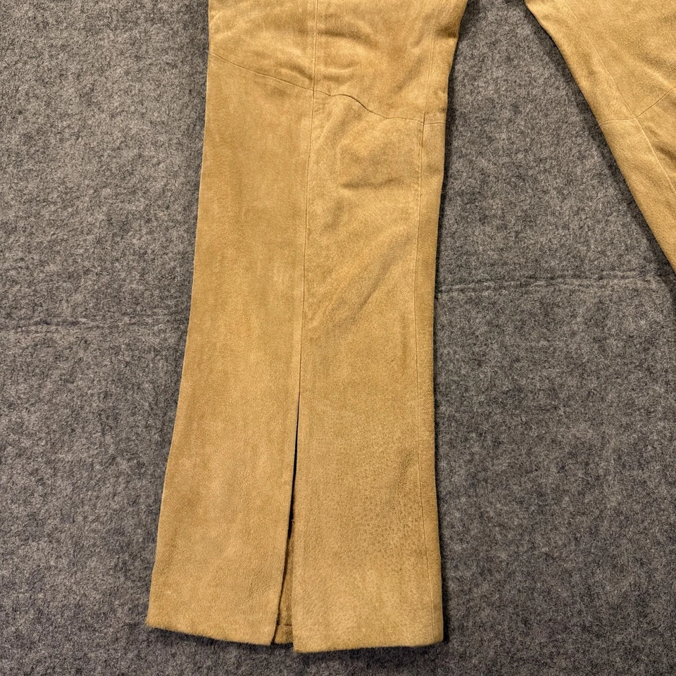 Pantalones de cuero Wilsons para mujer 10 gamuza tostada corte bota dobladillo dividido forrados elegantes Foto 3 de 4