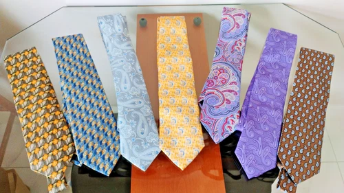 LOT of 7 Men's Designer Silk Neckties-Nordstrom/Zegna/Canali/Bolgheri-EXC. COND! - product listing photo