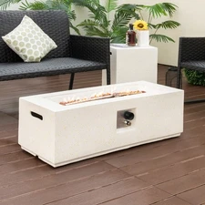 Patio Terrazzo Fire Pit Table 50,000 BTU w/ Hideaway Propane Tank Table & Cover