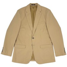 L.L. Bean Men's T F Twill 2 Button Supima Blazer Sport Jacket Khaki 40 Tall