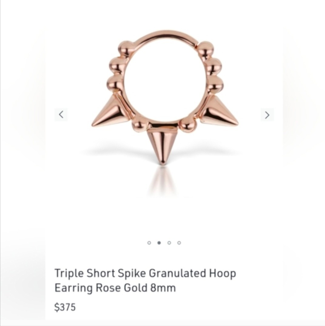 Maria Tash Short Spike Granulated Hoop RG 8mm