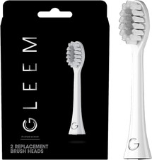 GLEEM Toothbrush Replacement Brush Heads Refill, White, 2 Count