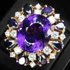 Mystical Midnight Purple Amethyst 24.50Ct 925 Sterling Silver Rose Gold Rings