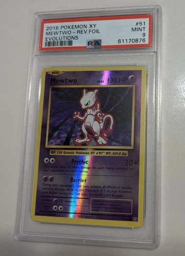 2016 Pokemon: MEWTWO 51/108 [Reverse Holo Rare] XY Evolutions  PSA 9