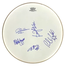 AC/DC Full Band x5 Signed Autograph Drumhead - Malcolm Young Angus +3 JSA COA
