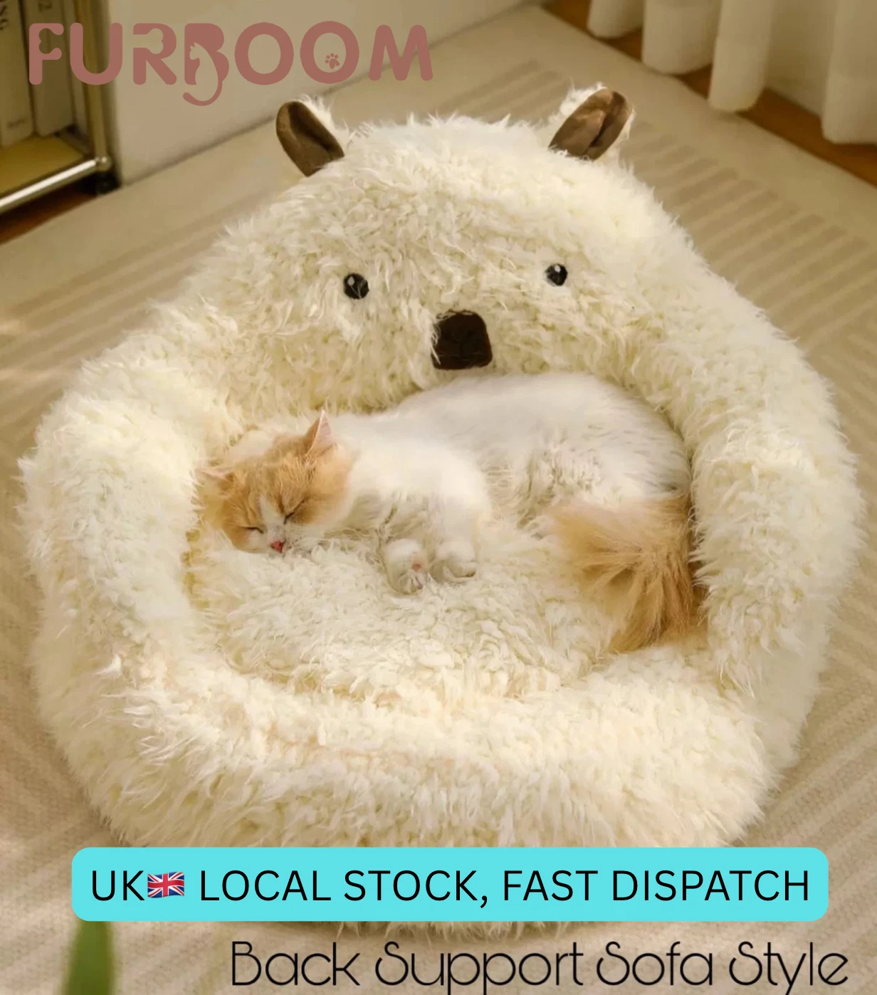 Alpaca Pet Bed, Washable Removable Cushion
