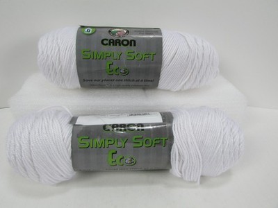 2 Skein Lot Caron Simply Soft Eco Soft White 0001 Recycled Acrylic Yarn
