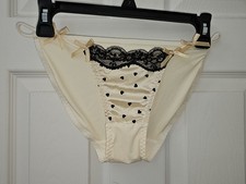 Vintage Girly Second Skin Satin Cute Heart String Bikini Panties. Size Large.