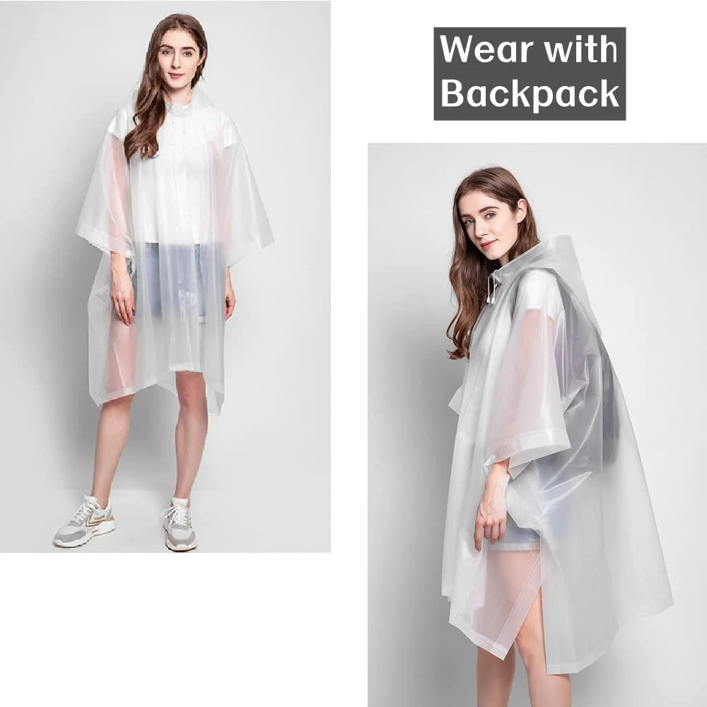 Rain Ponchos for Adults (2 Pack), Reusable EVA Rain Poncho Portable Rain Coats f - product detail image 6