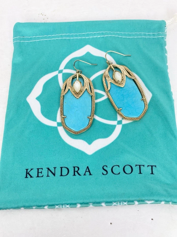 Pendientes Darby Kendra Scott Vintage Tono Dorado Y Turquesa/Blanco Foto 3 de 4