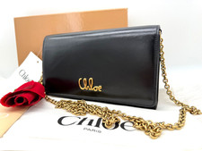 AUTÉNTICO NUEVO CON ETIQUETAS $1350 Chole Icónico Logo Charol Solapa Cartera En Cadena Bandolera
