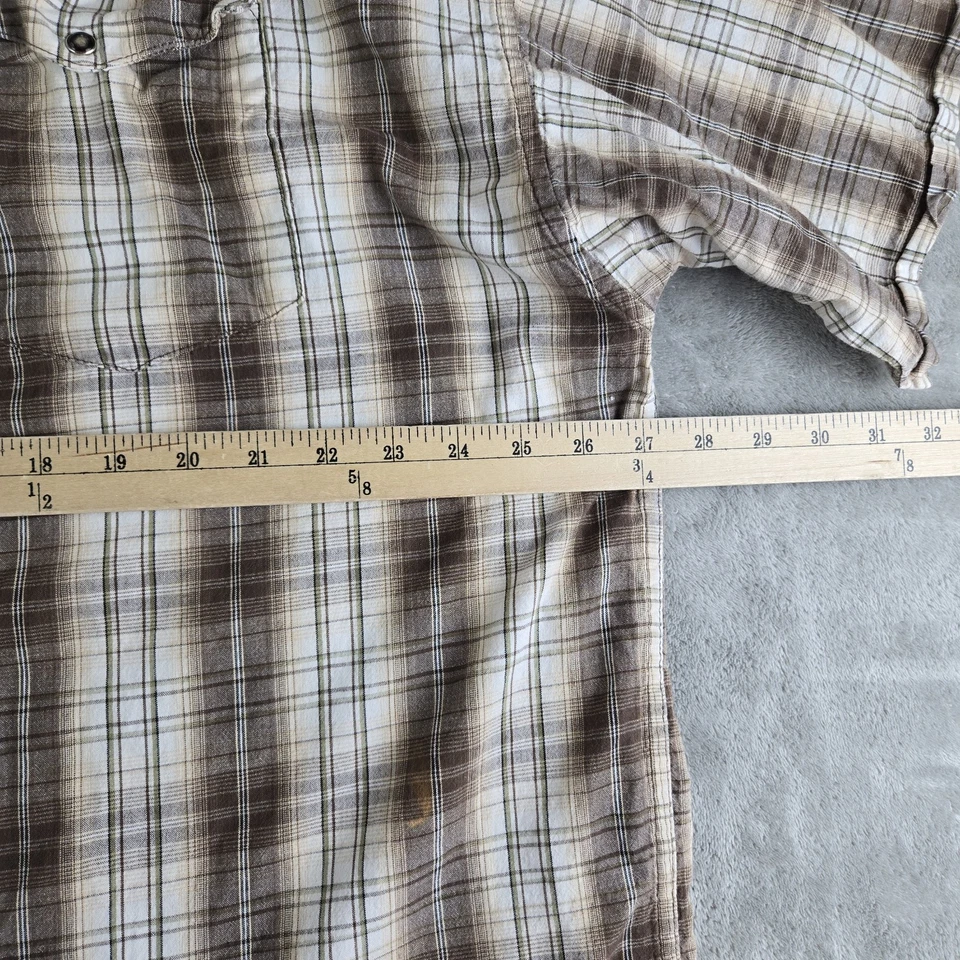 Camisa Panhandle Para Hombres XXL Marrón A Cuadros Perla Camisa Ajustada Manga Vaquero Occidental Foto 3 de 4