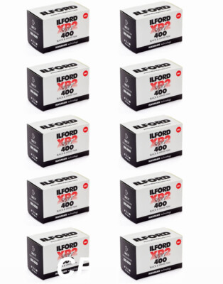 10 Rolls Ilford XP2 Super 400 36 Exposure Black & White 35m Negative Film
