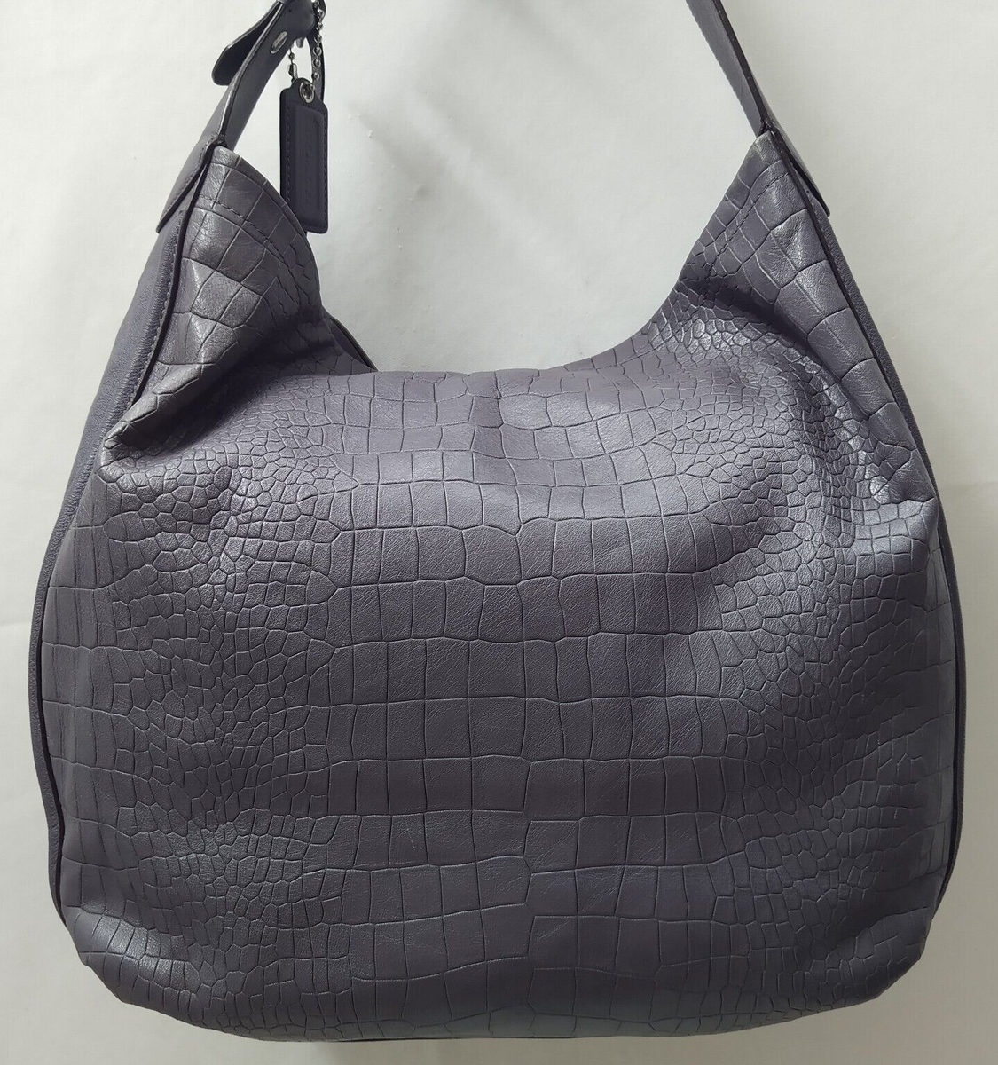 Coach Dark Purple Leather Tassel Zipper Closure Hobo Shoulder Bag