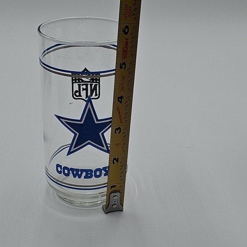 Vintage NFL Dallas Cowboys Glass Mobil Drinking 5.5 Inch Tall 12oz Blue Star - Picture 5 of 5