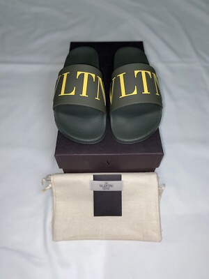 Valentino Garavani WS0LY9CEC32H 関税送料込 New Auth Valentino Garavani Men Logo Slide VLTN Olive Army