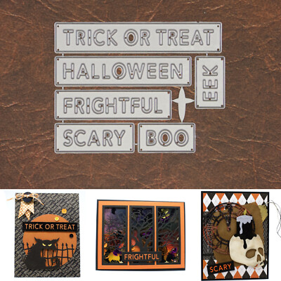 Halloween Block Sentiment Words Cutting Dies   Trick or Treat Frightful Scary +