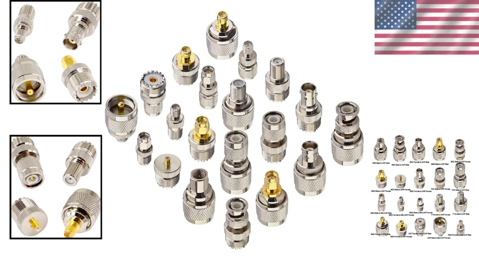Durable UHF Coaxial Connector Kit: 20 Adapter Types for Seamless Connectivity - Image 2 of 4