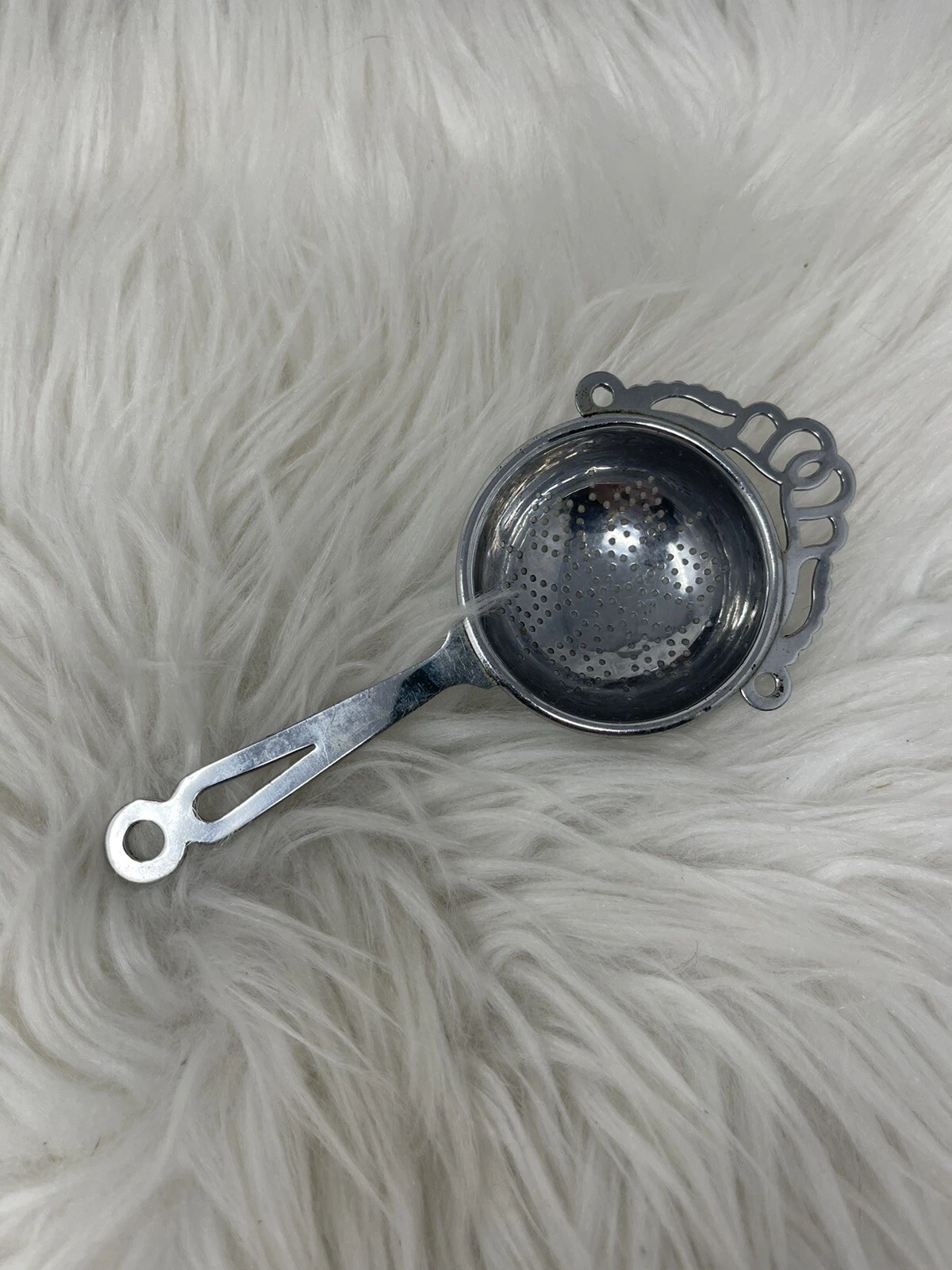Antique GMT & Co Inc England Small Loose Leaf Tea Strainer Art Deco Silver Plate