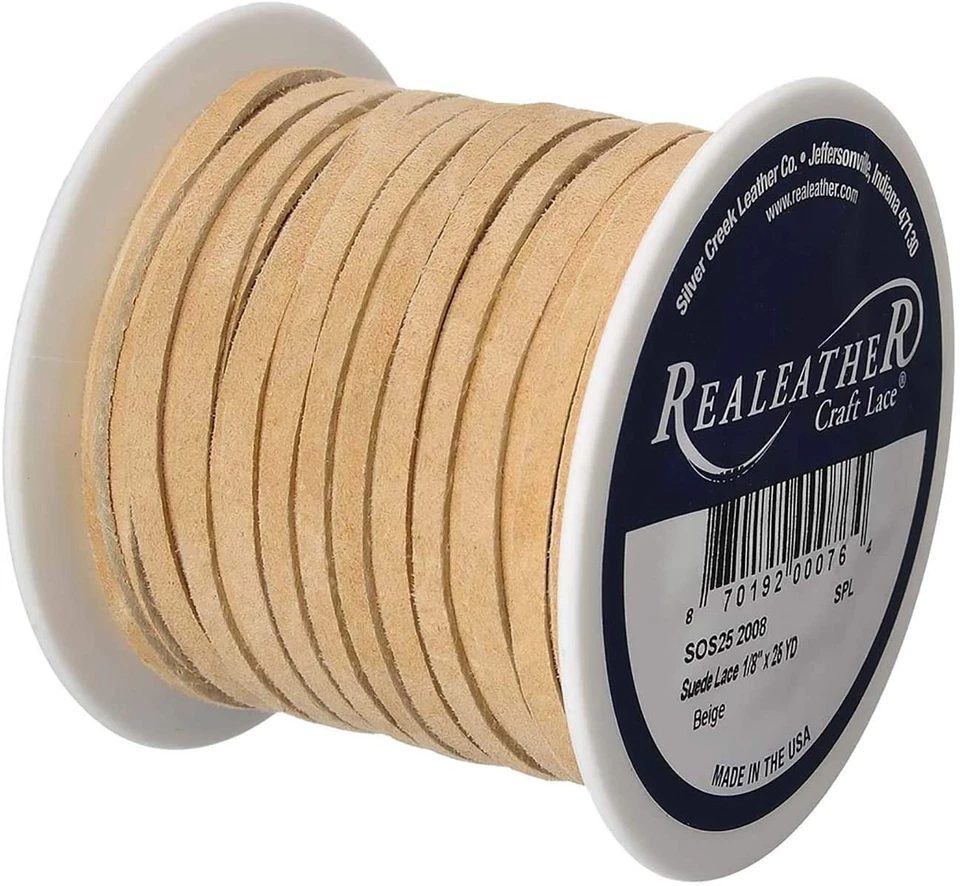 Realeather Cowhide Suede Lace, 1/8" x 25 yd, Multicolors Available - Image 4 of 4